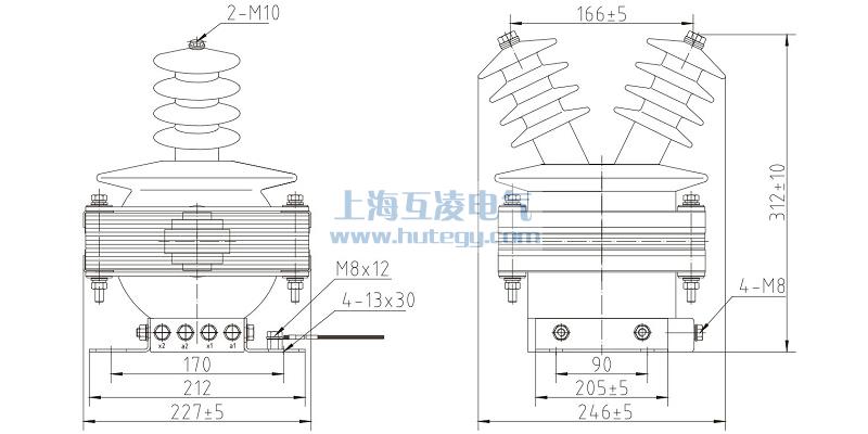 FDEG8放電線圈外形尺寸,F(xiàn)DGE8/11/√3-1.7-1尺寸圖